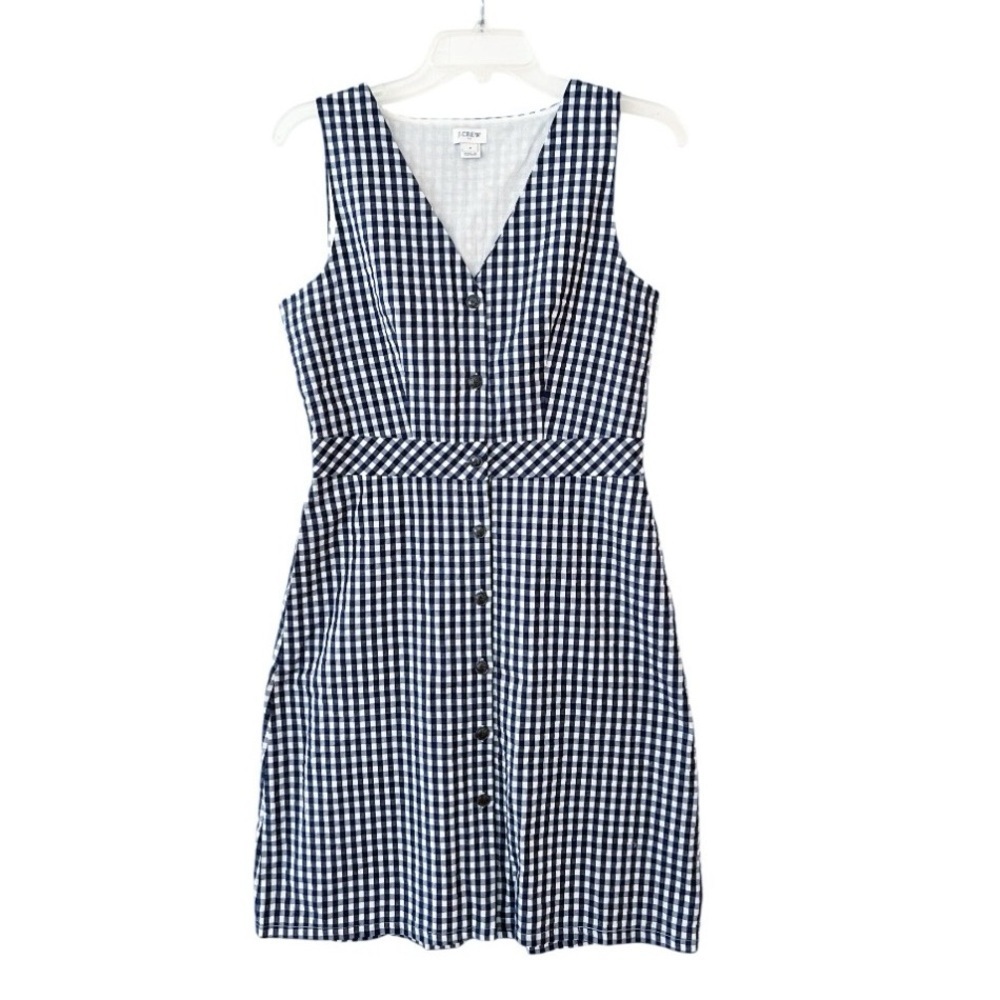 J. Crew Factory V-neck Button-front Dress in Gingham